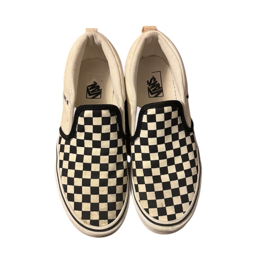 Vans Youth Checkered Slip-On Sneakers - Black and White